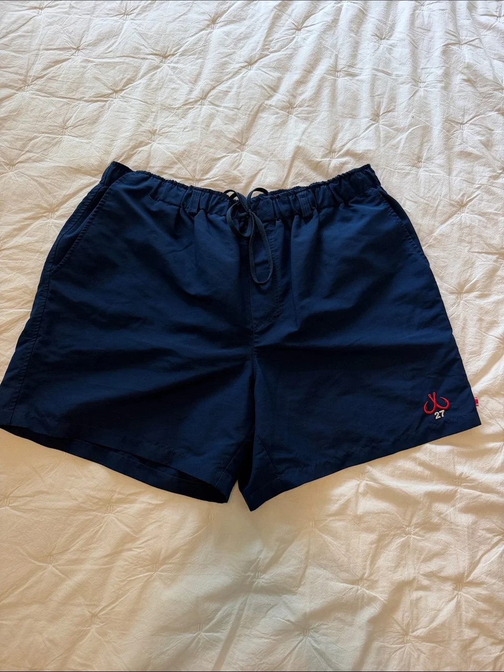 Men's Navy Swim Shorts with Embroidered Logo